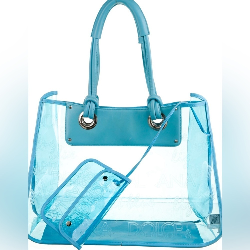 Dolce Gabbana Transparent leather trimmed , PVC Blue Tote Bag
